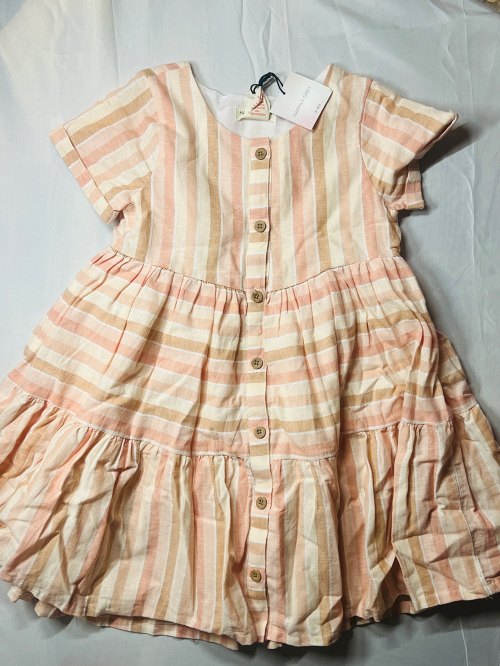 Striped Peach & Cream Button-Front Women’s Skirt